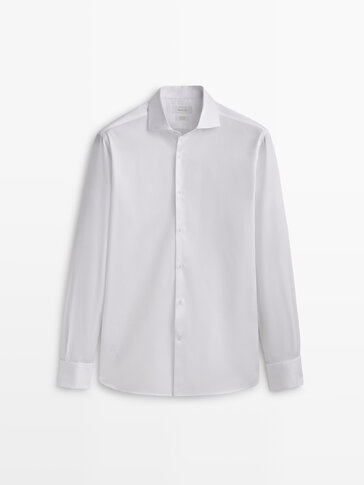 Regular fit textured shirt with double cuffs