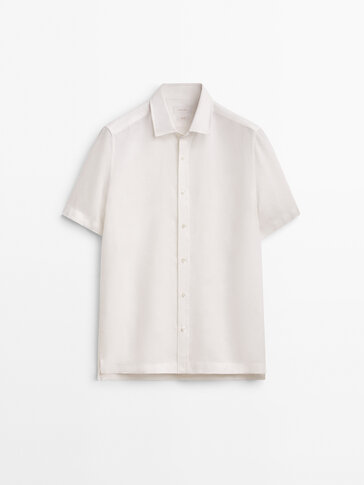 Regular fit short sleeve linen shirt