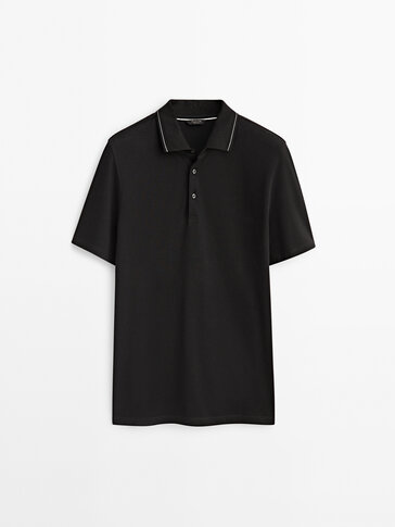 拼接棉质短袖 Polo 衫