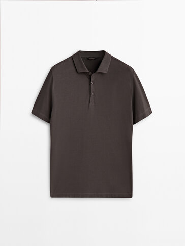 Crepe short sleeve polo shirt