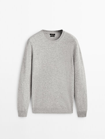 Wool and cashmere blend round neck sweater