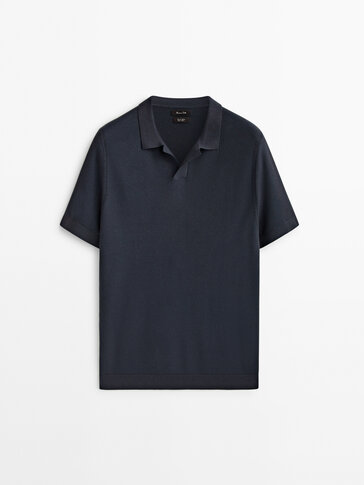 Smocked cotton polo sweater