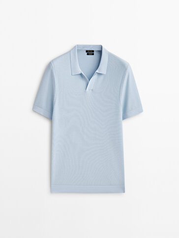 Smocked cotton polo sweater
