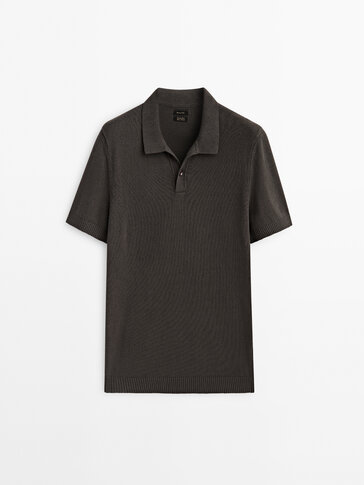 Short sleeve cotton polo sweater