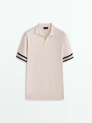 Contrast short sleeve polo sweater