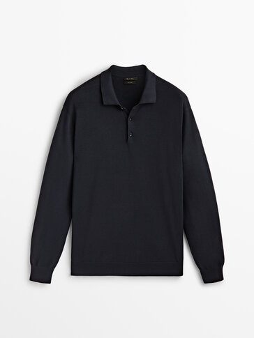 Comfort polo collar knit sweater