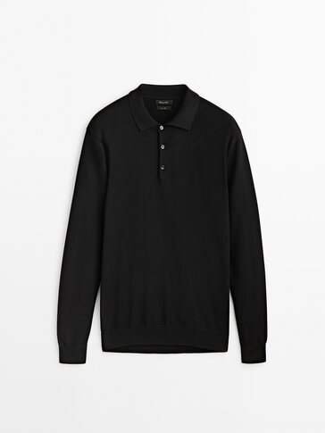 Comfort polo collar knit sweater