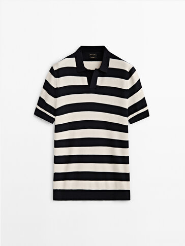 Striped short sleeve polo sweater