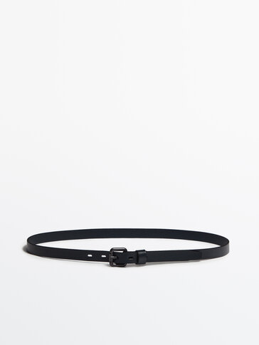 Thin leather belt with square buckle - Studio