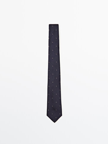 Polka dot tie with silk and cotton