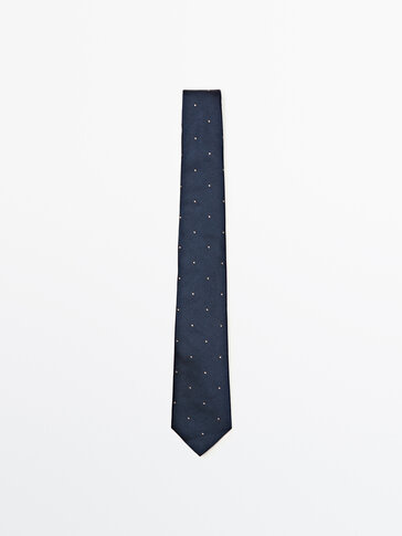 Polka dot tie with silk and cotton