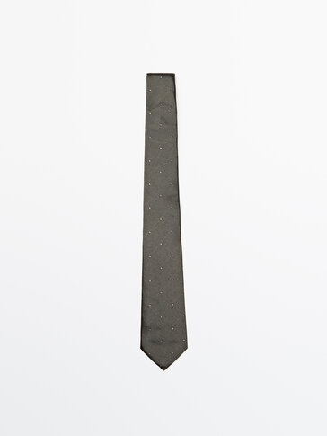 Polka dot tie with silk and cotton