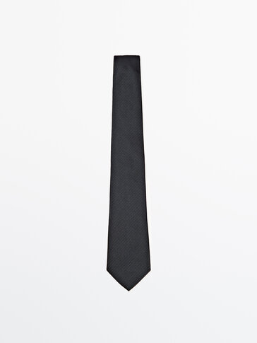 Textured silk and cotton blend tie