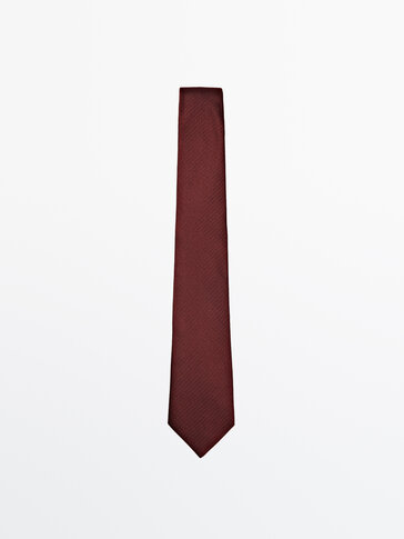Textured silk and cotton blend tie