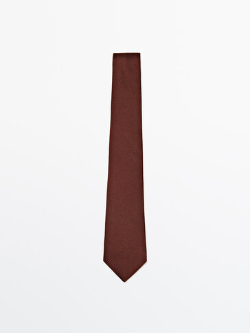 Textured silk and cotton blend tie