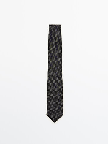 Cotton and silk blend micro print tie