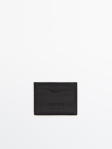 Leather card holder with embossed detail