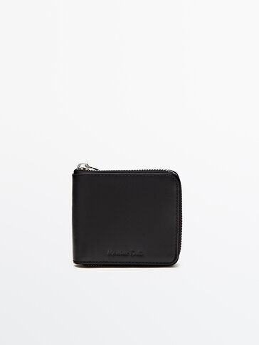 Leather wallet with zip