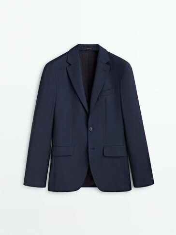 Blue 100% wool suit blazer