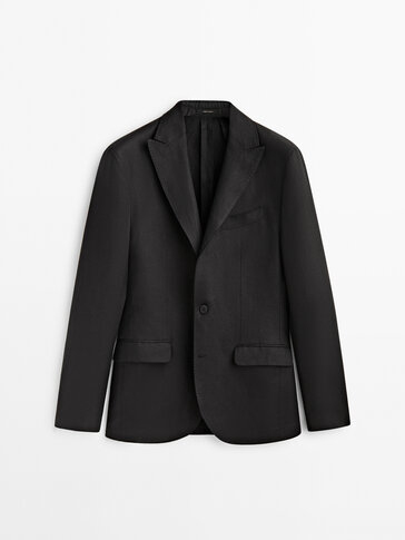 Black linen suit blazer