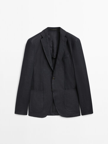 Houndstooth blazer with linen