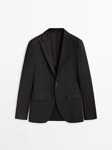 Grey wool half-canvas suit blazer