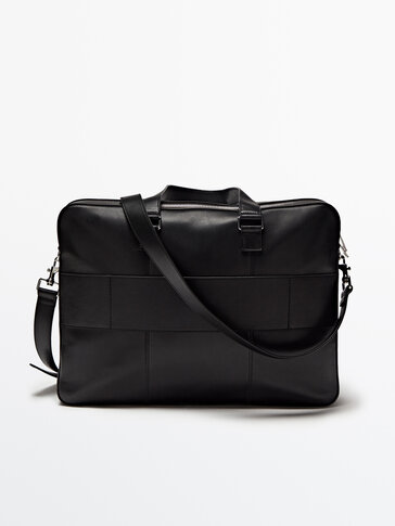 Black leather briefcase