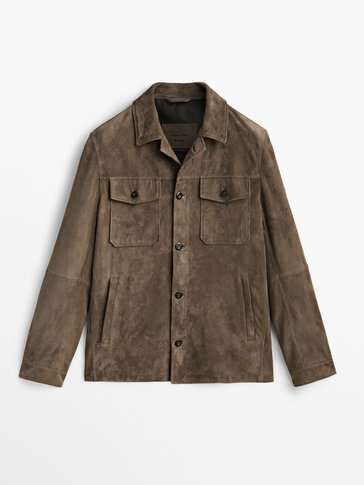 Suede overshirt with buttons