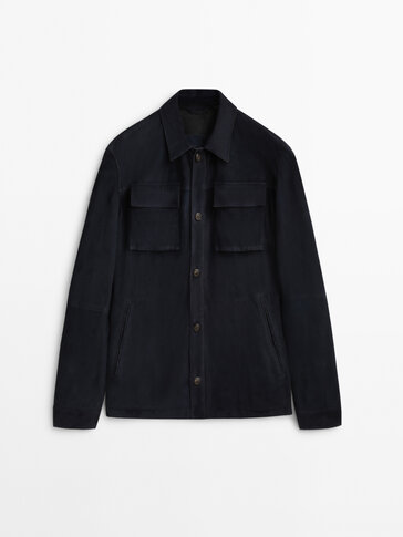 Suede overshirt with buttons