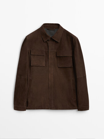 Suede overshirt with pockets