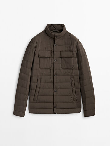 Lightweight puffer jacket with down and feather filling