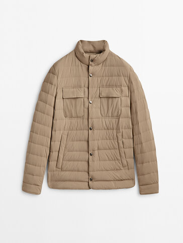 Lightweight puffer jacket with down and feather filling
