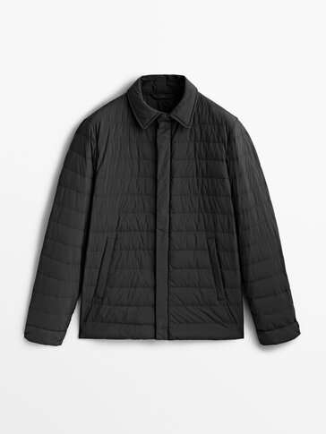 Lightweight puffer overshirt with down and feather filling