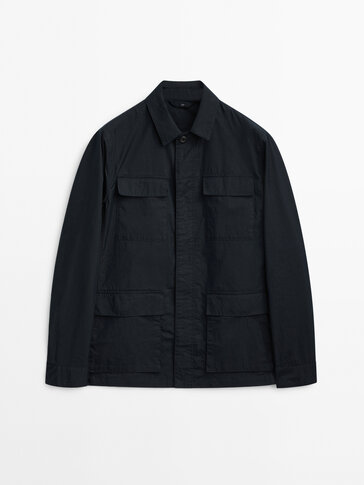 Cotton blend overshirt with pockets