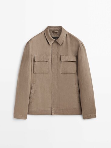 100% linen overshirt with pockets