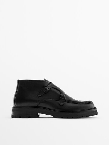 Nappa leather monk ankle boots