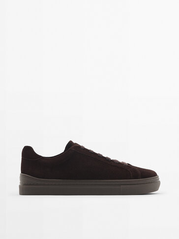 Split suede leather trainers