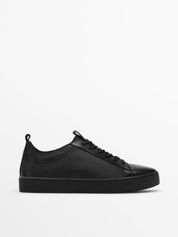 Monochrome leather floater trainers