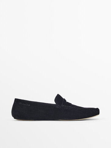 Soft split suede home loafers