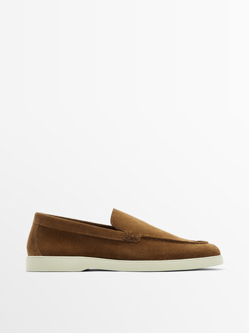 TAN SPLIT SUEDE LOAFERS
