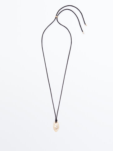 Cord necklace with rhinestone detail
