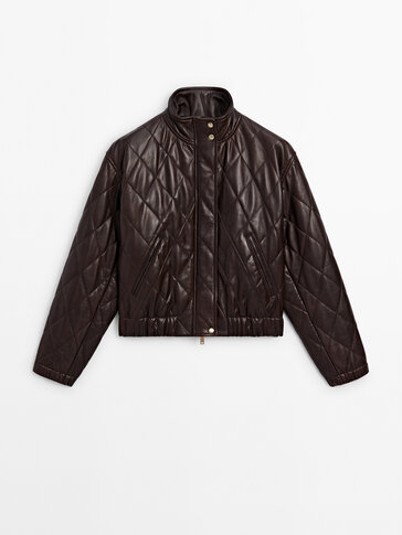 Quilted nappa leather bomber jacket