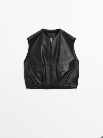 Nappa leather gilet with zip