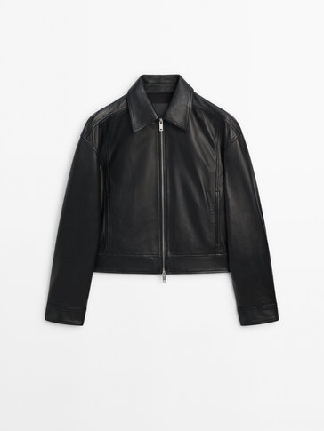 Nappa leather jacket with a shirt collar