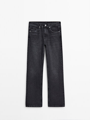 Mid-rise wide-leg full length jeans