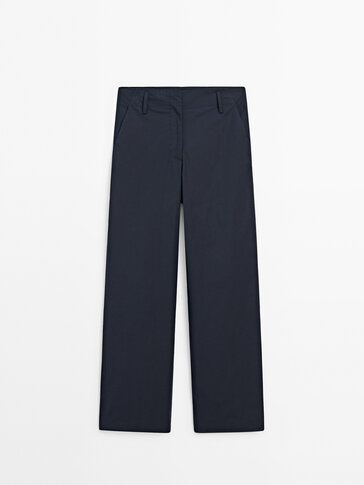 Low-rise poplin trousers
