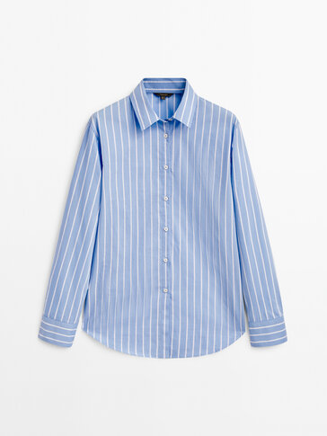 Double stripe cotton blend shirt