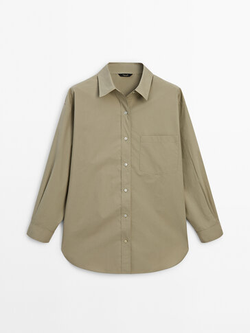 100% cotton poplin shirt with pocket