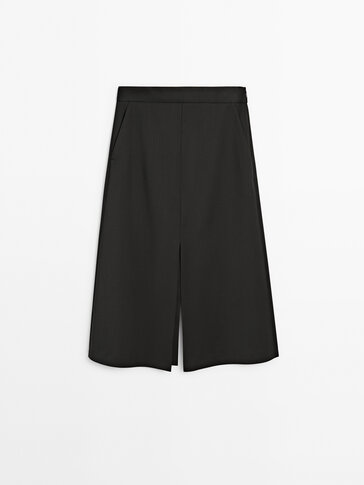 Tailored midi skirt with slits