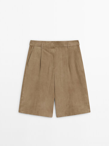 Suede leather Bermuda shorts